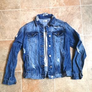 Distressed jeans jacket